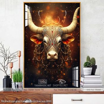 file tranh con giap treo tuong con trau suu 1100