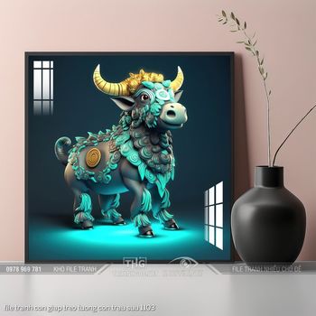 file tranh con giap treo tuong con trau suu 1103