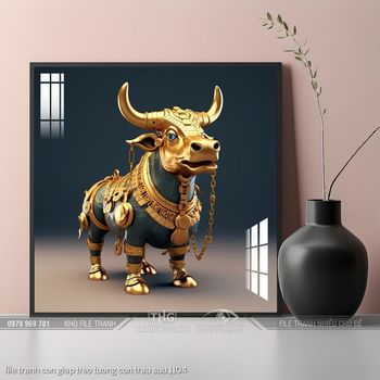 file tranh con giap treo tuong con trau suu 1104