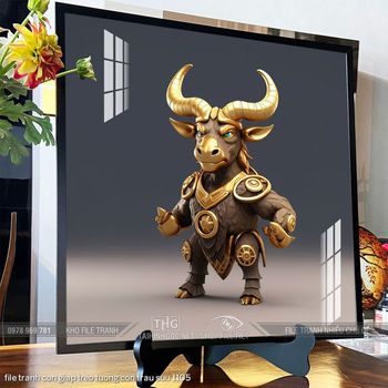 file tranh con giap treo tuong con trau suu 1105