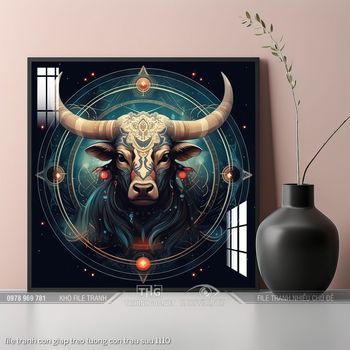 file tranh con giap treo tuong con trau suu 1110