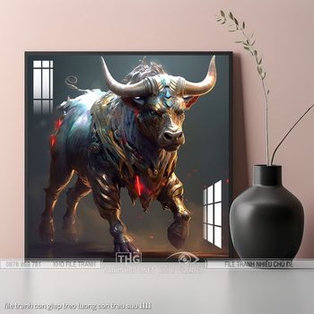 file tranh con giap treo tuong con trau suu 1111