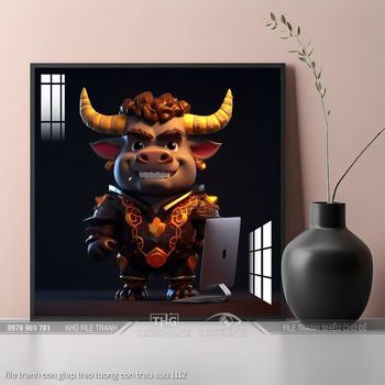 file tranh con giap treo tuong con trau suu 1112