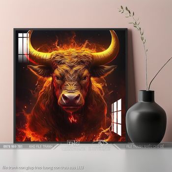 file tranh con giap treo tuong con trau suu 1113