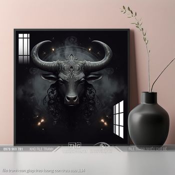 file tranh con giap treo tuong con trau suu 1114