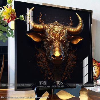 file tranh con giap treo tuong con trau suu 1115