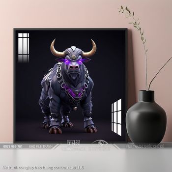 file tranh con giap treo tuong con trau suu 1116