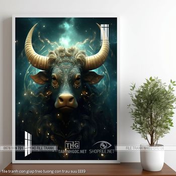 file tranh con giap treo tuong con trau suu 1119