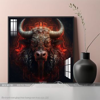 file tranh con giap treo tuong con trau suu 1121