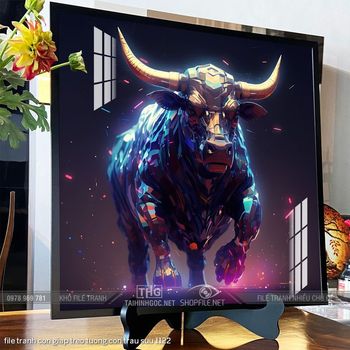 file tranh con giap treo tuong con trau suu 1122