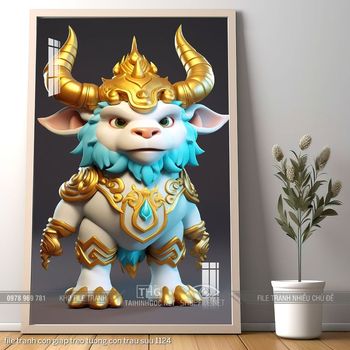 file tranh con giap treo tuong con trau suu 1124