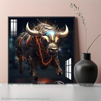 file tranh con giap treo tuong con trau suu 1127