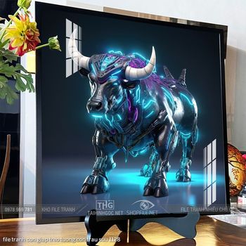 file tranh con giap treo tuong con trau suu 1128