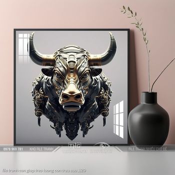 file tranh con giap treo tuong con trau suu 1129