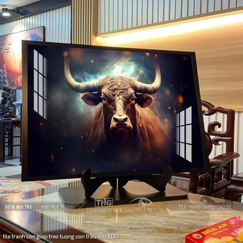 file tranh con giap treo tuong con trau suu 1130