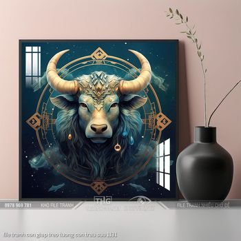 file tranh con giap treo tuong con trau suu 1131