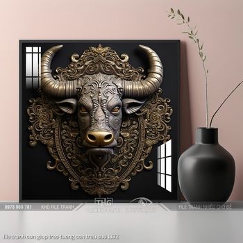 file tranh con giap treo tuong con trau suu 1132