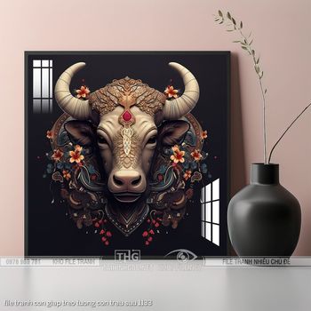 file tranh con giap treo tuong con trau suu 1133