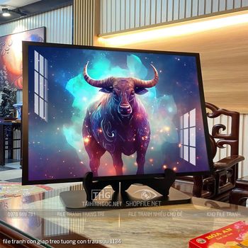 file tranh con giap treo tuong con trau suu 1134