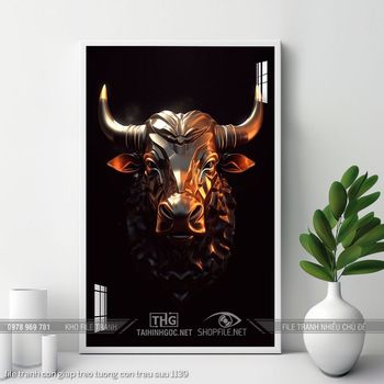 file tranh con giap treo tuong con trau suu 1139