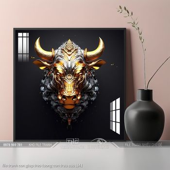 file tranh con giap treo tuong con trau suu 1141