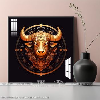 file tranh con giap treo tuong con trau suu 1142