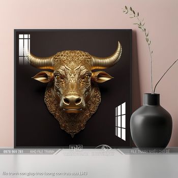 file tranh con giap treo tuong con trau suu 1143