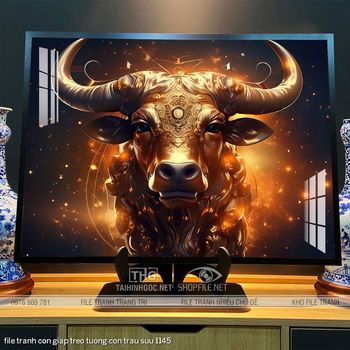 file tranh con giap treo tuong con trau suu 1145