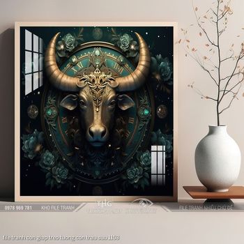 file tranh con giap treo tuong con trau suu 1153