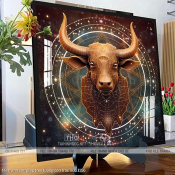 file tranh con giap treo tuong con trau suu 1156