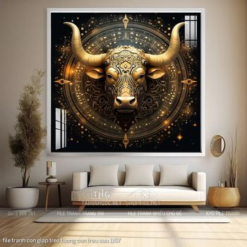 file tranh con giap treo tuong con trau suu 1157