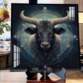 file tranh con giap treo tuong con trau suu 1158