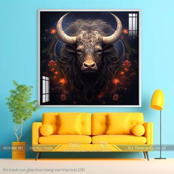 file tranh con giap treo tuong con trau suu 1161