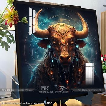 file tranh con giap treo tuong con trau suu 1162