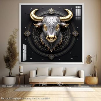 file tranh con giap treo tuong con trau suu 1164