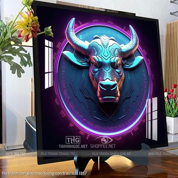 file tranh con giap treo tuong con trau suu 1167