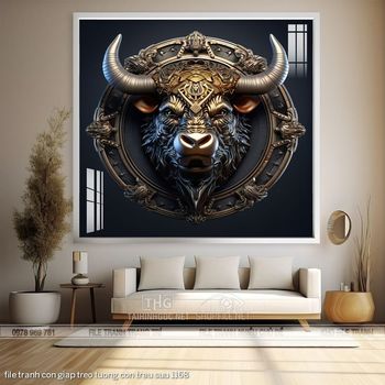 file tranh con giap treo tuong con trau suu 1168