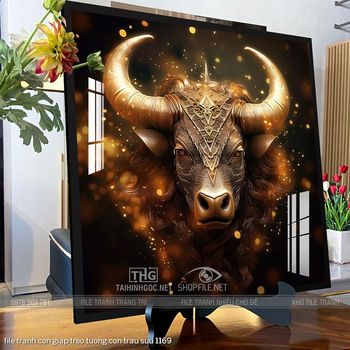 file tranh con giap treo tuong con trau suu 1169