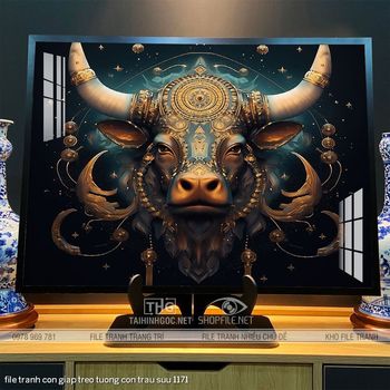 file tranh con giap treo tuong con trau suu 1171