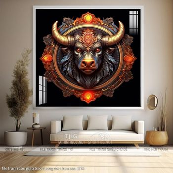 file tranh con giap treo tuong con trau suu 1174