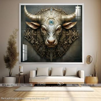 file tranh con giap treo tuong con trau suu 1177