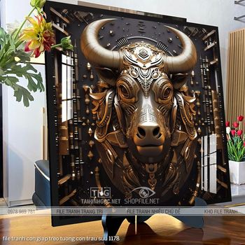 file tranh con giap treo tuong con trau suu 1178