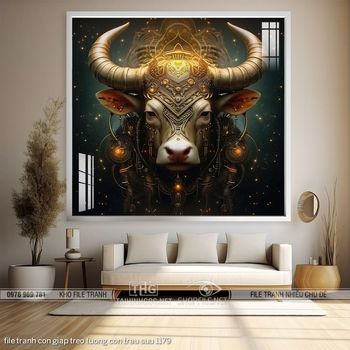 file tranh con giap treo tuong con trau suu 1179