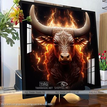 file tranh con giap treo tuong con trau suu 1184