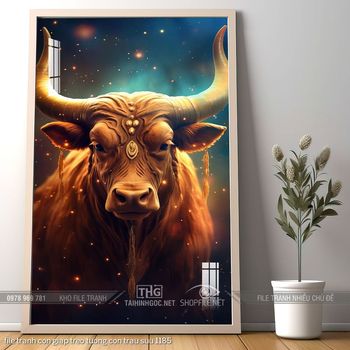 file tranh con giap treo tuong con trau suu 1185