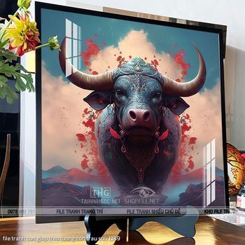 file tranh con giap treo tuong con trau suu 1189