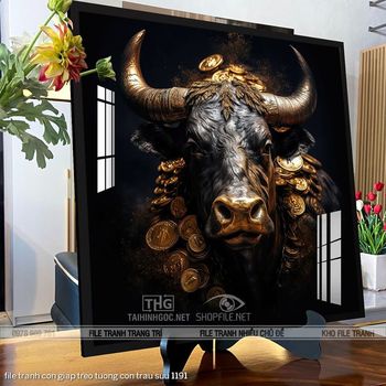 file tranh con giap treo tuong con trau suu 1191