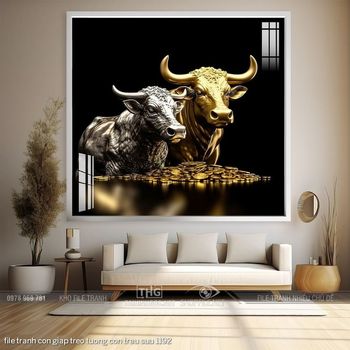 file tranh con giap treo tuong con trau suu 1192