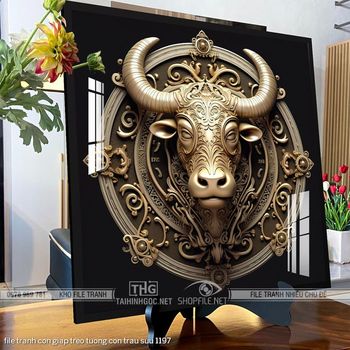 file tranh con giap treo tuong con trau suu 1197