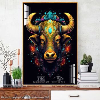 file tranh con giap treo tuong con trau suu 1198